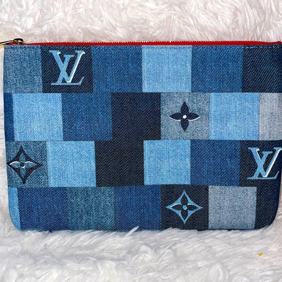 New Louis Vuitton Damier Denim Rouge City Monogram Patchwork City Pouch Wristlet - Picture 6 of 17